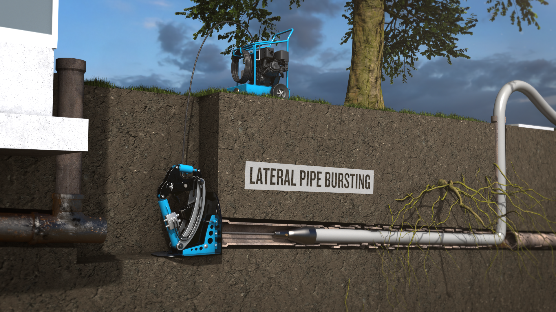 pipe bursting illustration