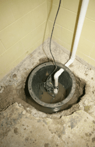 Here's a sump pump in a pit